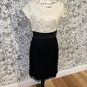 Downeast ivory and black lace dress, size medium.